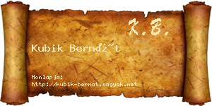 Kubik Bernát névjegykártya
